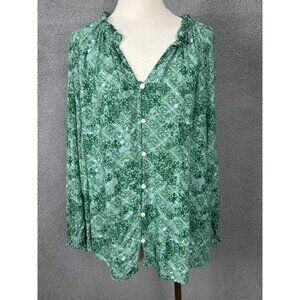 Style & Co Shine Woven Button-Down Top Ruffled Collar & Long Sleeves 2XL NWOT's
